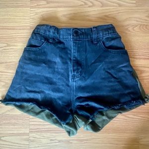 Alexander Wang high rise two tone jean shorts